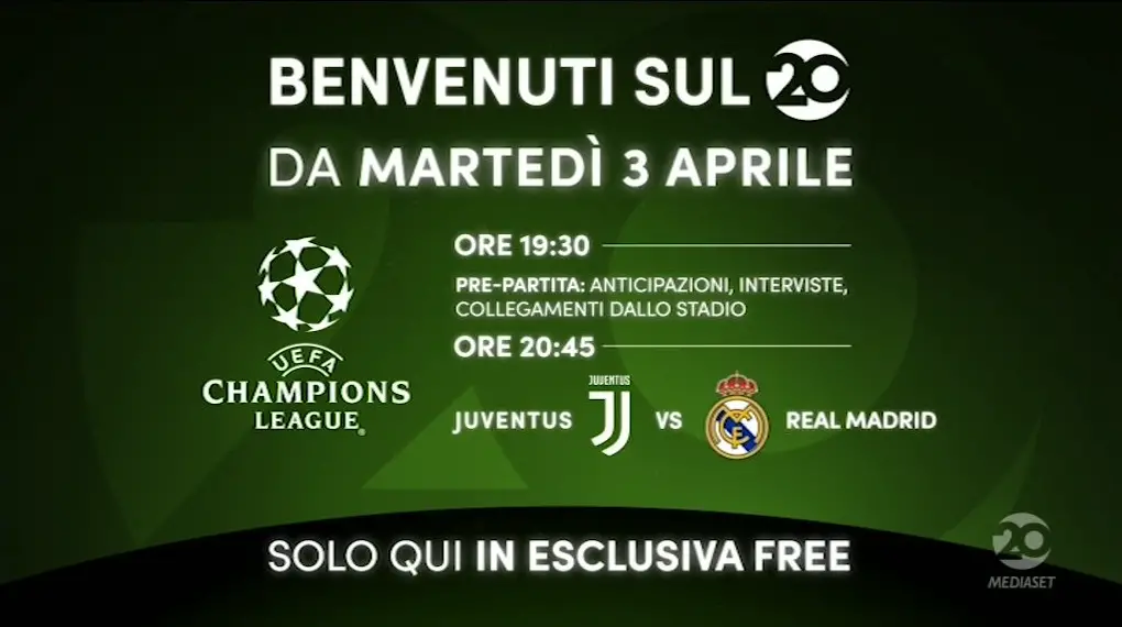 canale-20 mediaset juventus-real-madrid