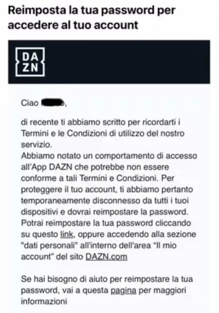 password dazn