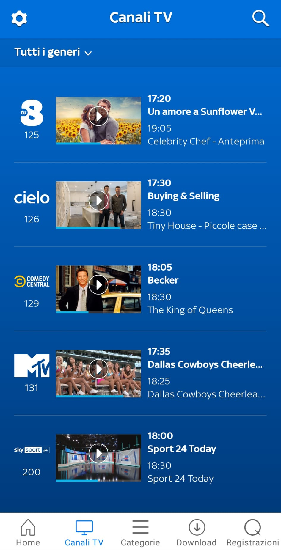 sky go tv8 cielo